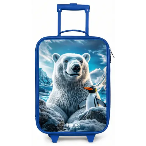 IJsbeer en pinguïn in besneeuwd berglandschap Kinderkoffer - Blauw klein -zz3dotto