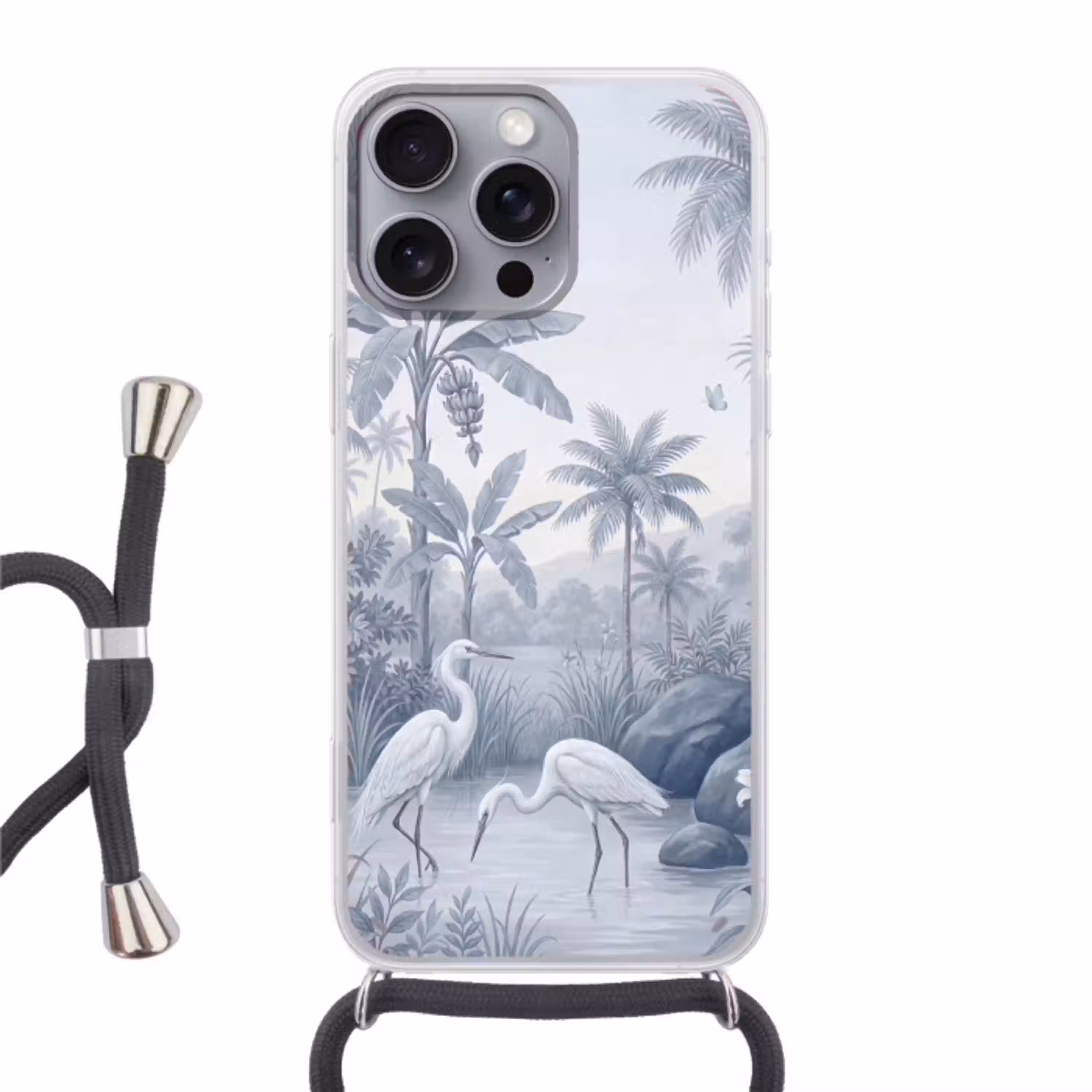 Vogel - Water - Tropisch - Natuur - Blauw Hoesje iPhone 16 Pro Max met koord klein -3d