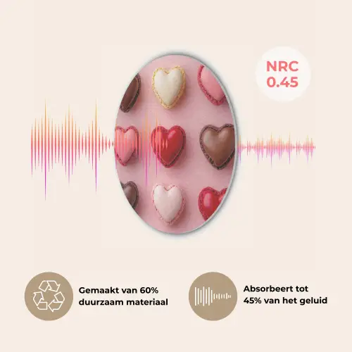 Macarons - Hartjes - Kleurrijk - Roze Akoestische PET Vilt - Rond klein -USP_NL