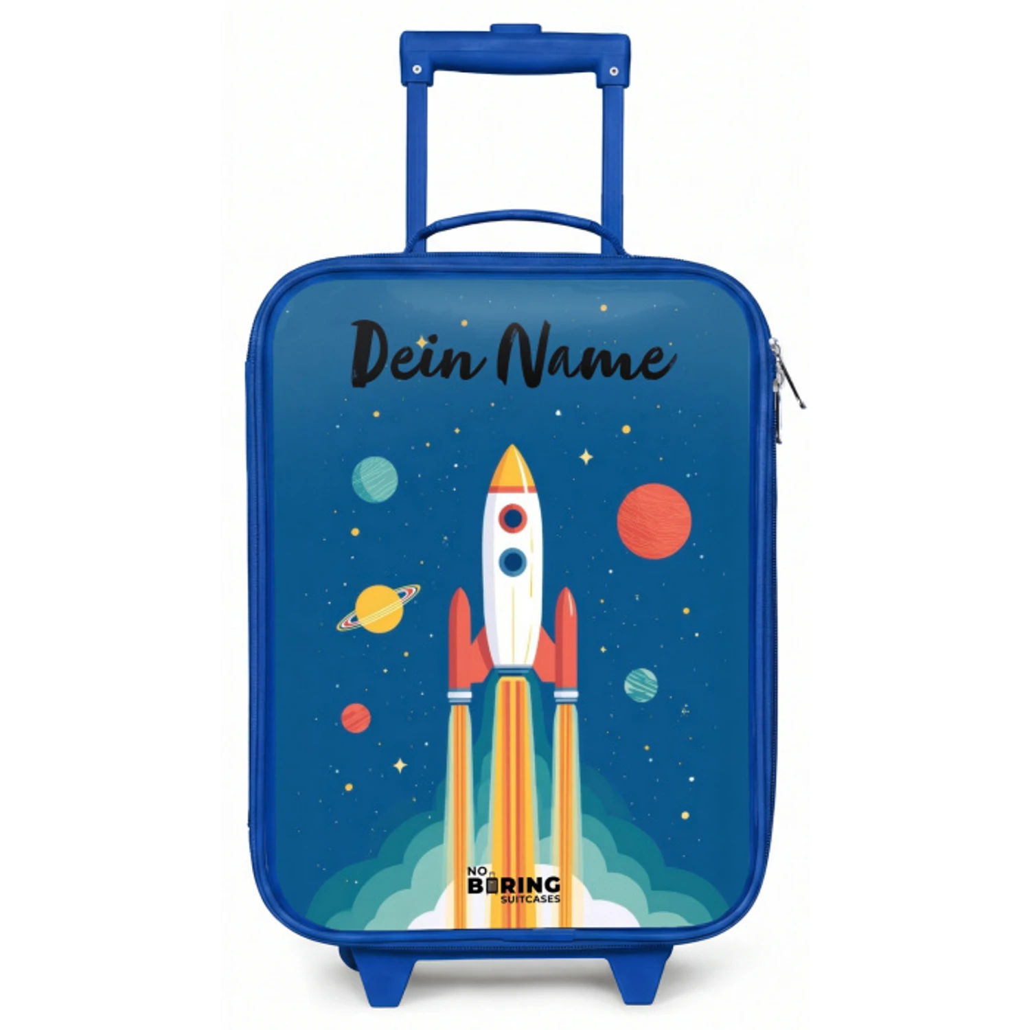 Raket - Planeet - Sterren - Veelkleurig Kinderkoffer - Blauw klein -zz3dotto