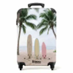 Surfboard - Palmbomen - Kleurrijk NBS - Handbagage koffer - Volwassenen Unisex middel -productfoto_recht