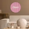 Gestreept - Roze - Chéri Akoestische PET Vilt - Rond klein -sfeer1