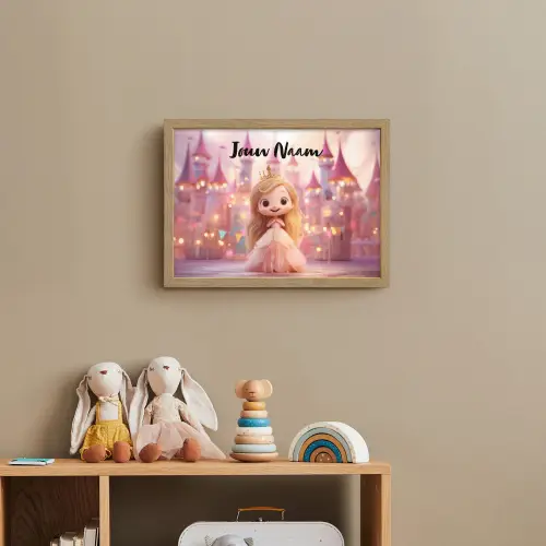 Prinses - Roze - Kasteel Light Box met batterij (Wandlamp kind) middel -sfeer2_kind