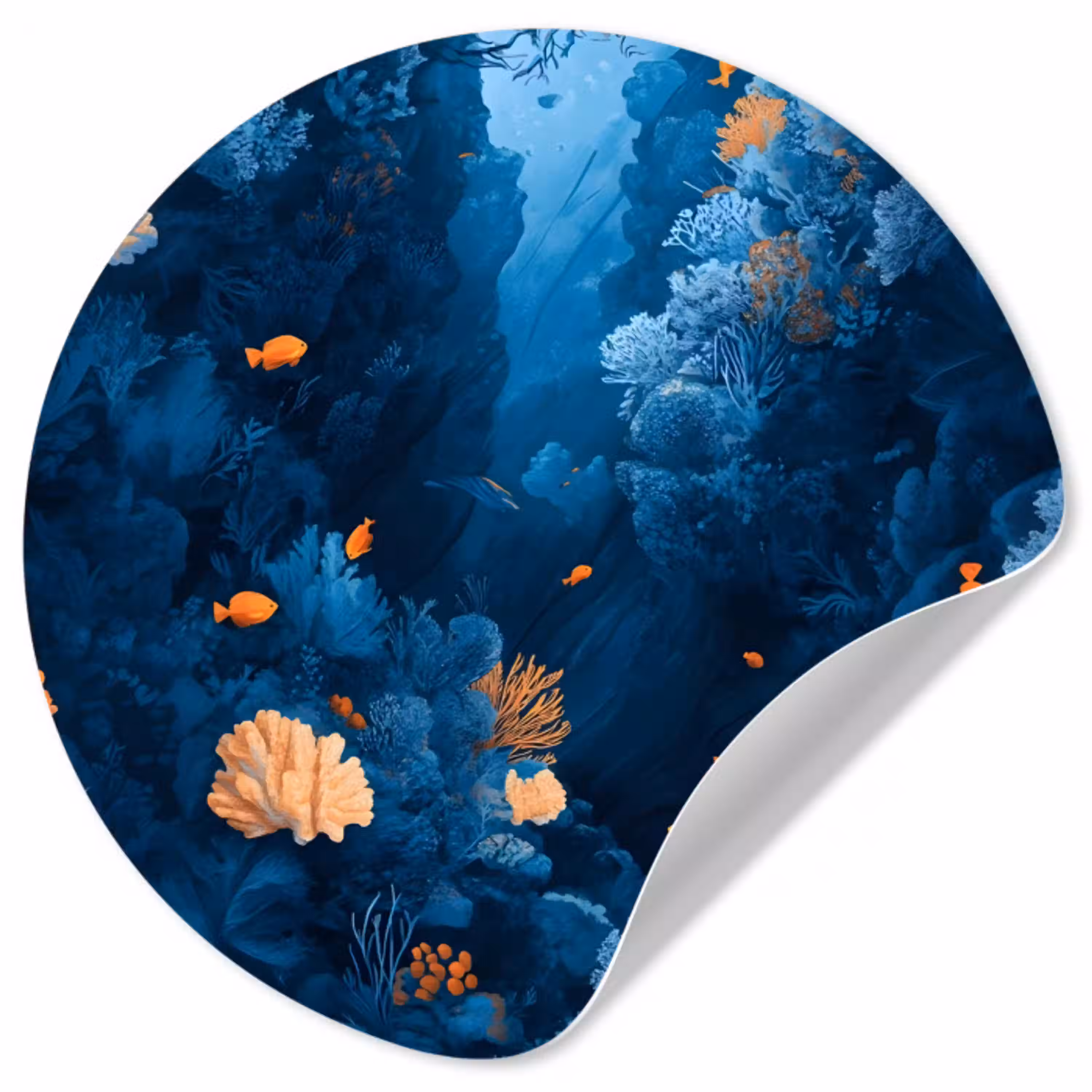 Koraalrif - Vissen - Oceaan - Blauw Wandcirkel behangsticker klein -3d