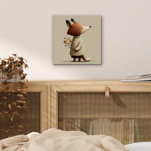 Vos - Gele bloemen - Minimalistisch aluminium wit klein -sfeer3