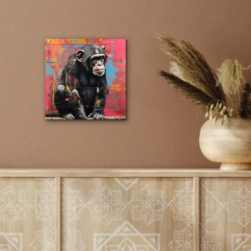 Graffiti - Chimpansee - Dieren - Street art - Banksy aluminium wit klein -sfeer4