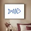 Vis - Minimalistisch - Blauw - Lijn Textielframe zwart klein -sfeer1