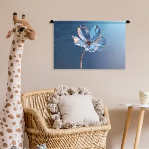 Blauw - Bloem - Glazen - Sierlijk Wandkleed katoen klein -wsfeer5_kind