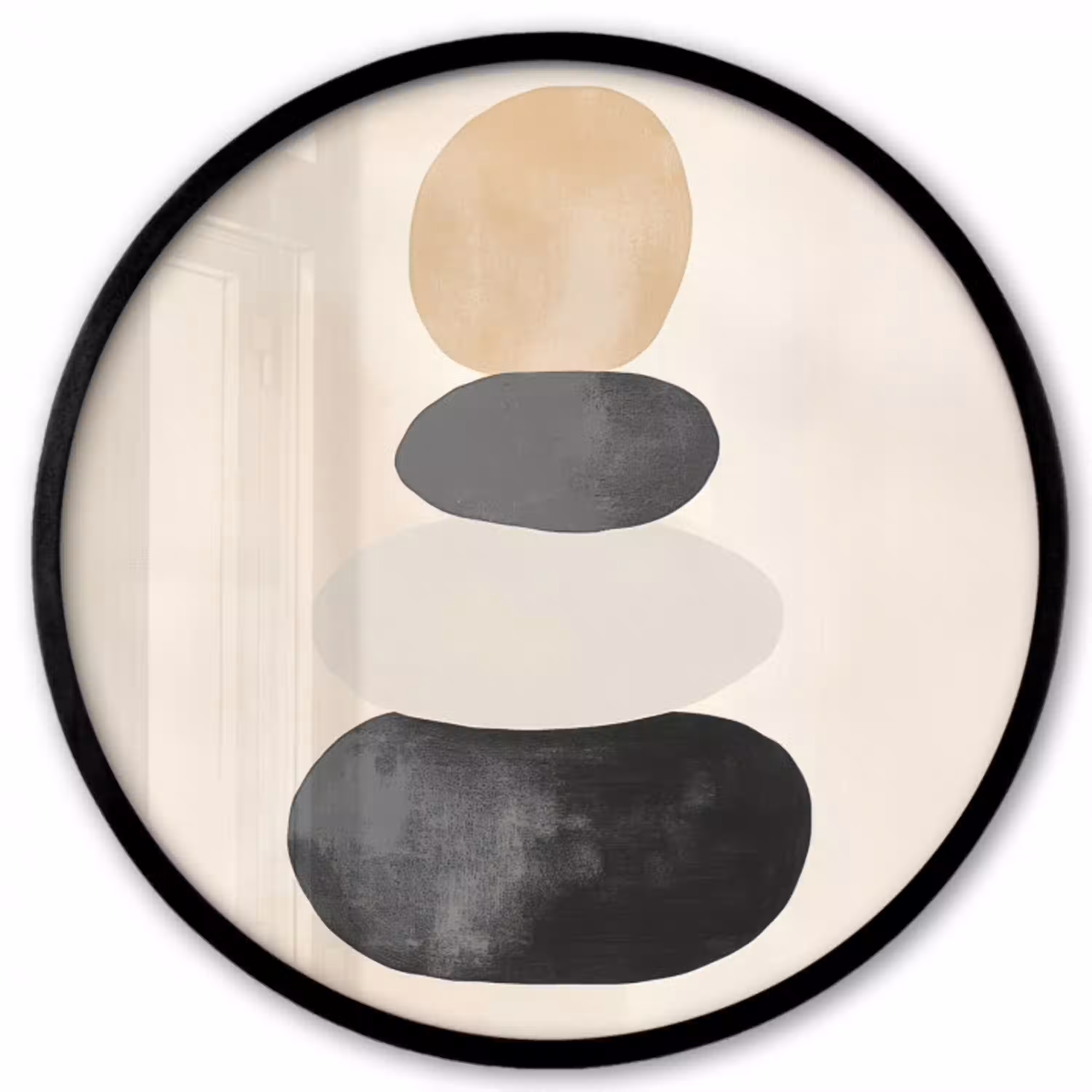 Japandi - Wabi sabi - Beige Fotolijst rond zonder passe partout klein -3d