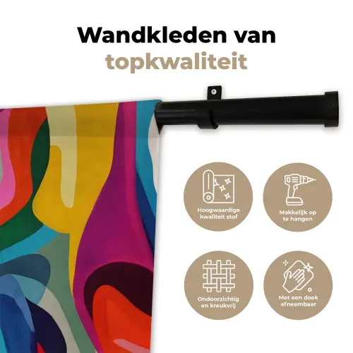 Abstract - Kleurrijk - Golven - Lijnen Wandkleed katoen klein -sfeer2