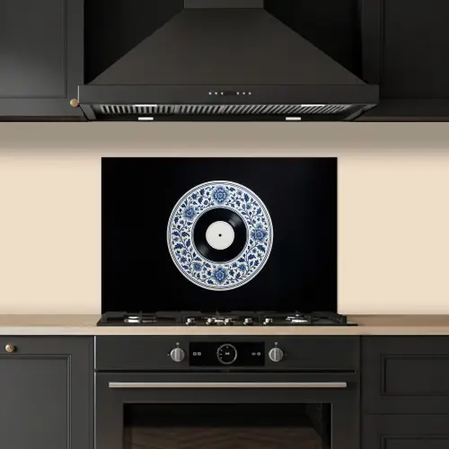 Vinyl - LP - Delfts Blauw - Muziek keuken achterwand spatscherm klein -sfeer1
