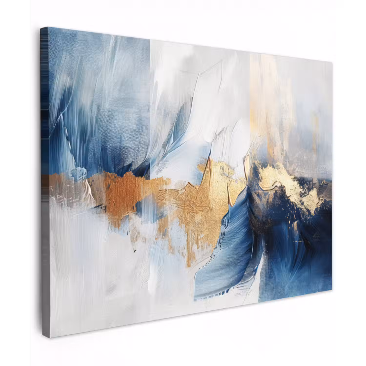 Leinwandbild - Gold - Blau - Aquarell - Kunst - Modern
