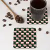 Vlechtpatroon - Groen - Roze - Geometrisch onderzetter kurk middel 366 -sfeer2