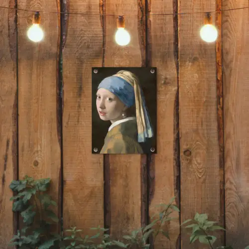 Meisje met de Parel - Schilderij van Johannes Vermeer tuinposter los doek klein -sfeer1