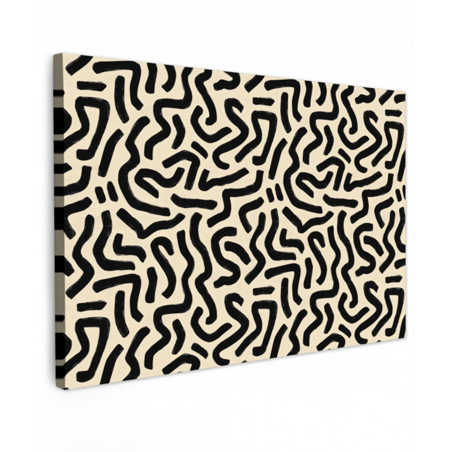 Abstract - Lijnen - Zwart Tuinposter op houten frame 2 cm dik klein 845 -3d