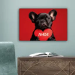Amor - Hond  - Hartje - Rood canvas 2cm klein -sfeer4