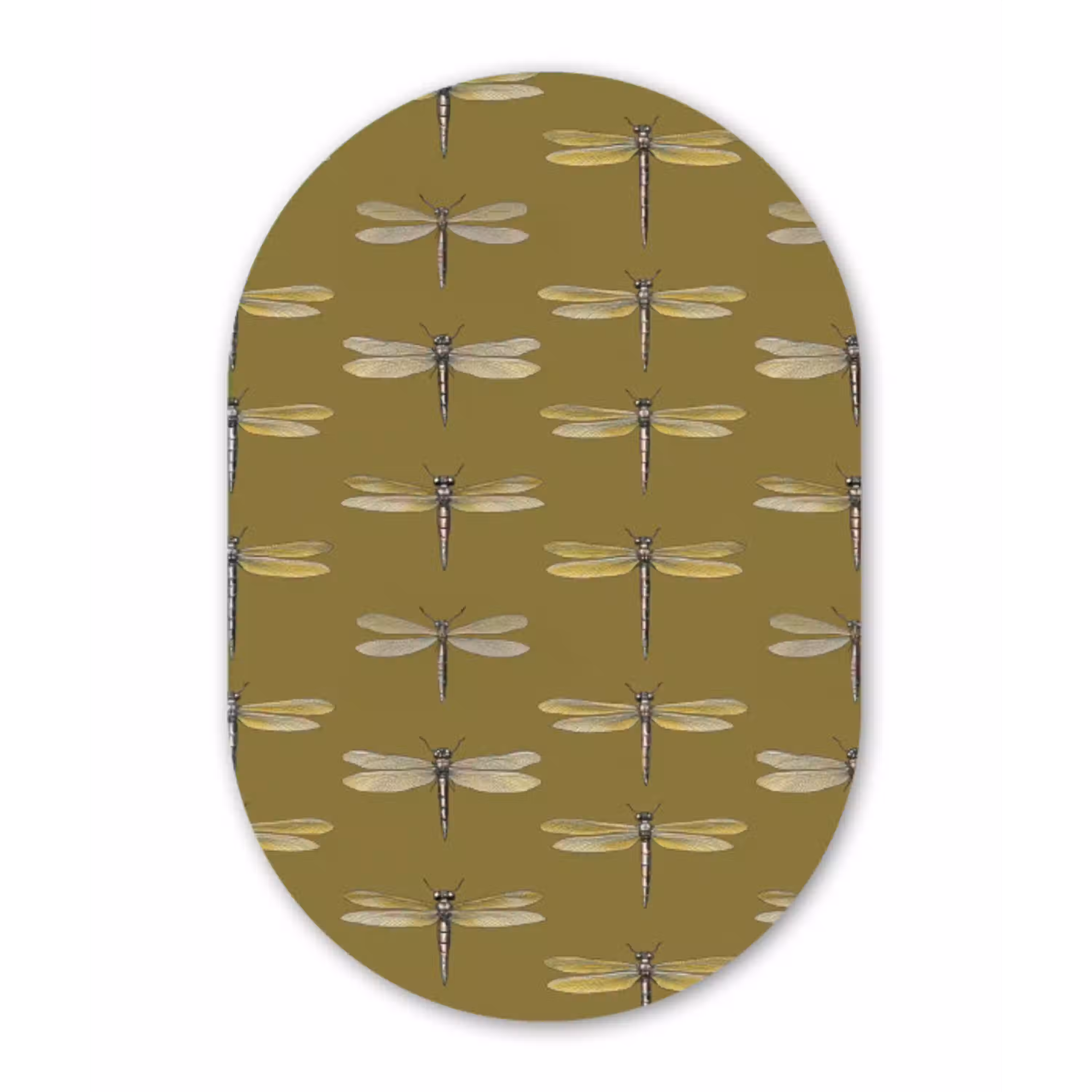 Libellen - Patroon - Groen Wandcirkel Ovaal Aluminium middel 839 -3d