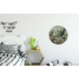 Tropisch bladerdek - Vlinders - groen - Bruin Wandcirkel aluminium klein -kinderkamer