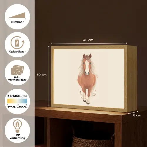 Paard - Galop - Bruin Light Box met batterij (Wandlamp kind) middel -USP_websiteoverzichtNL