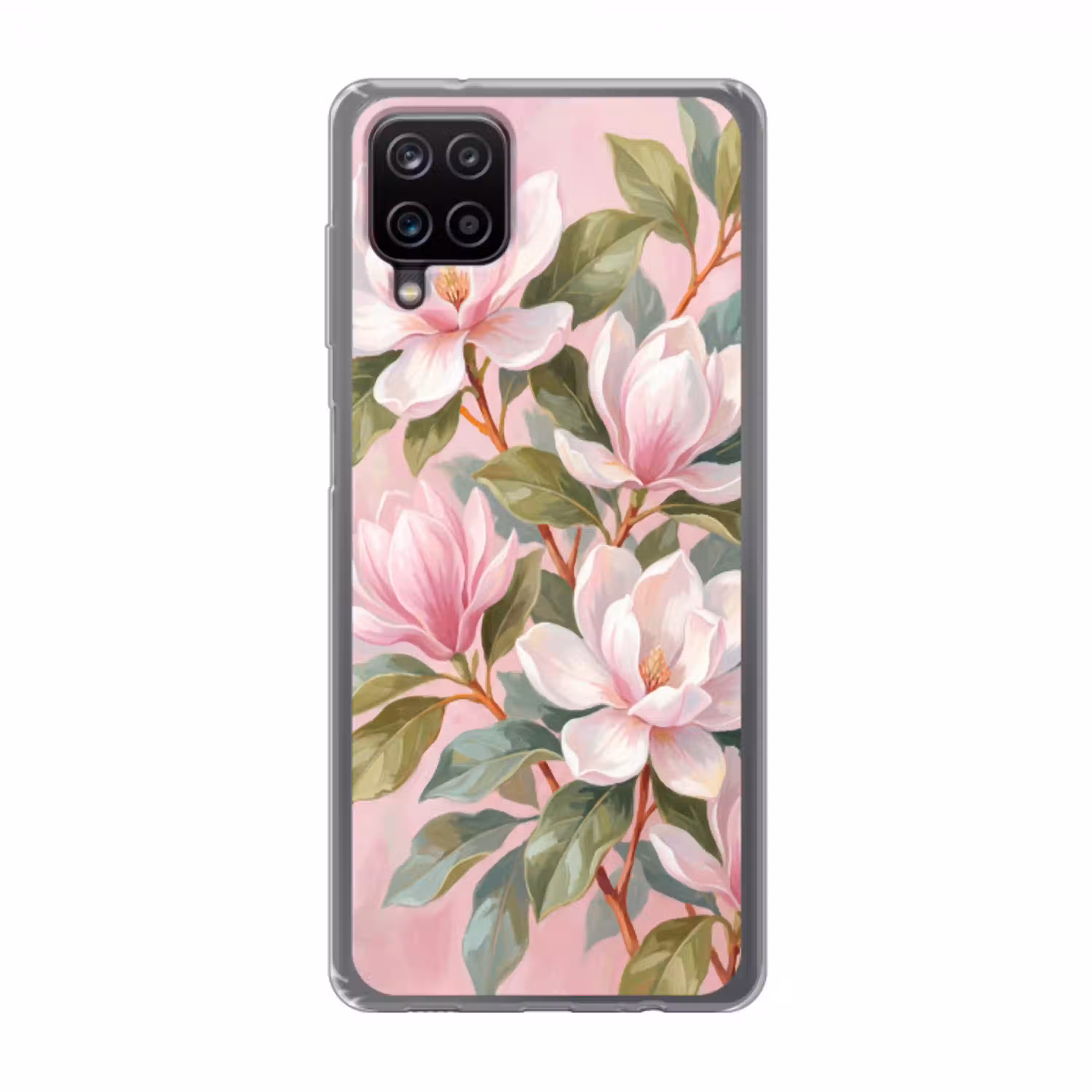Magnolia's - Patroon - Roze Telefoonhoesje Samsung Galaxy A12 klein -3d