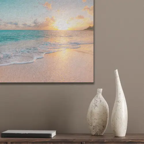 Zonsondergang - Strand - Zee - Zomer - Blauw PET vilt klein -sfeer6_closeup