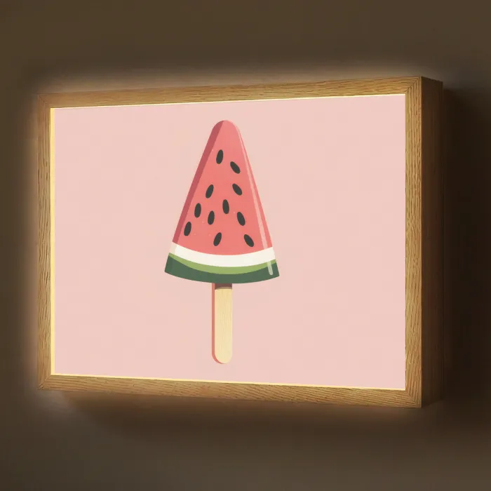 Watermeloen - Ijsje - Pitjes - Rood Light Box met batterij (Wandlamp) middel -z3d_website