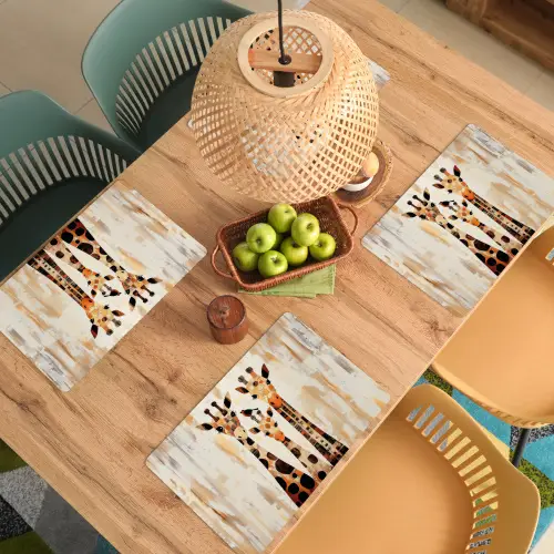 Giraffen - Cartoon - Crème Placemat vinyl groot -zzsfeer5_Kitchenyeah-website