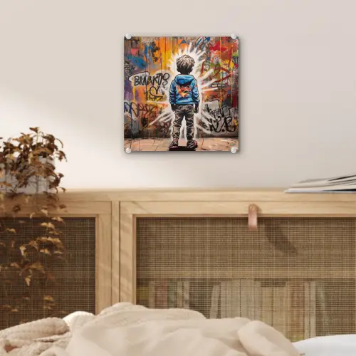 Graffiti - Jongen - Kleuren - Kunst - Street Art plexiglas 5mm klein -sfeer4