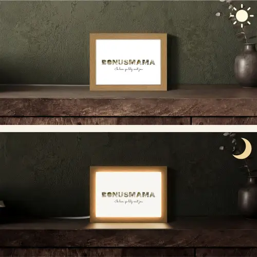 Bonusmama - Lettercollage Light Box met kabel (Tafellamp) klein -sfeer3