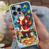 Kerstman - Glas - Kleurrijk Hoesje iPhone 16 Pro Max met koord klein -sfeer3