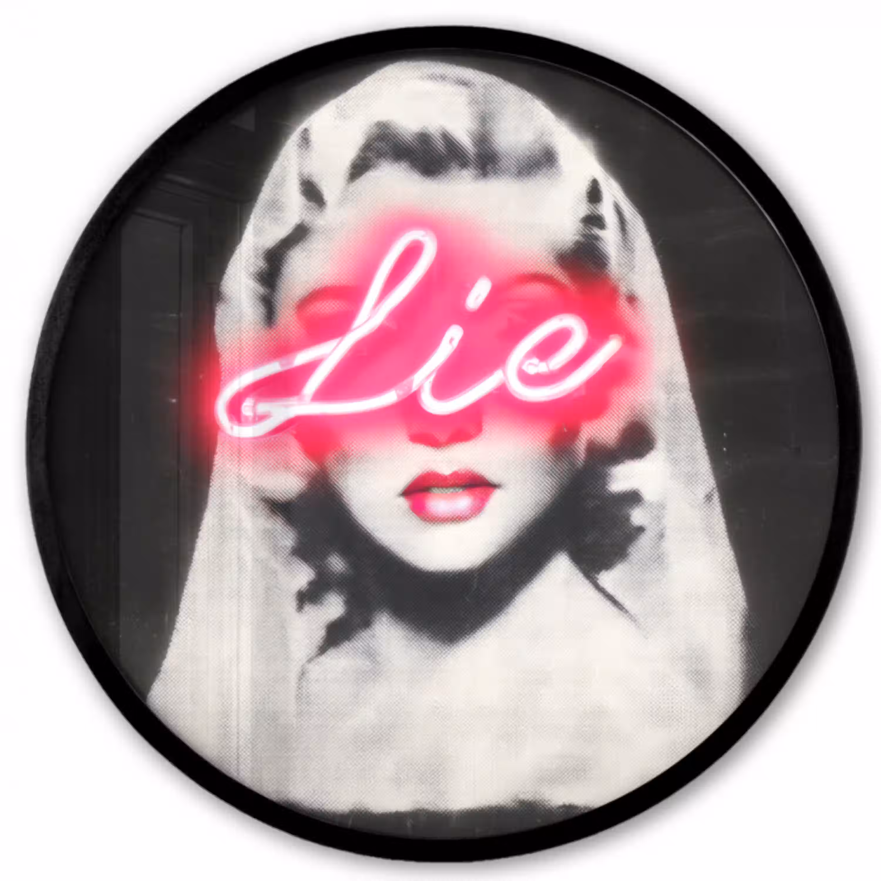 Neon - Letters - Vintage - Vrouw Fotolijst rond zonder passe partout klein -3d