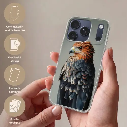 Vogel - Realistisch - Veren - Bruin Telefoonhoesje iPhone 17 Pro klein -sfeer3_NL