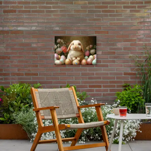 Konijn - Paaseieren - Stilleven Tuinposter op houten frame 2 cm dik klein -sfeer3
