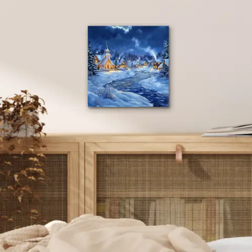 Winteravond - Kerstdorp - Donker aluminium wit klein -sfeer3