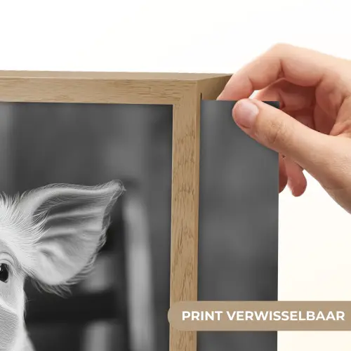 Varken - Schattig - Spaghetti - Zwart wit - Dier Light Box met batterij (Wandlamp) middel -USP_websiteprintNL