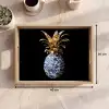 Ananas - Bloemen patroon - Goud - Delftsblauw Dienblad Rechthoek middel -USP_Formaat