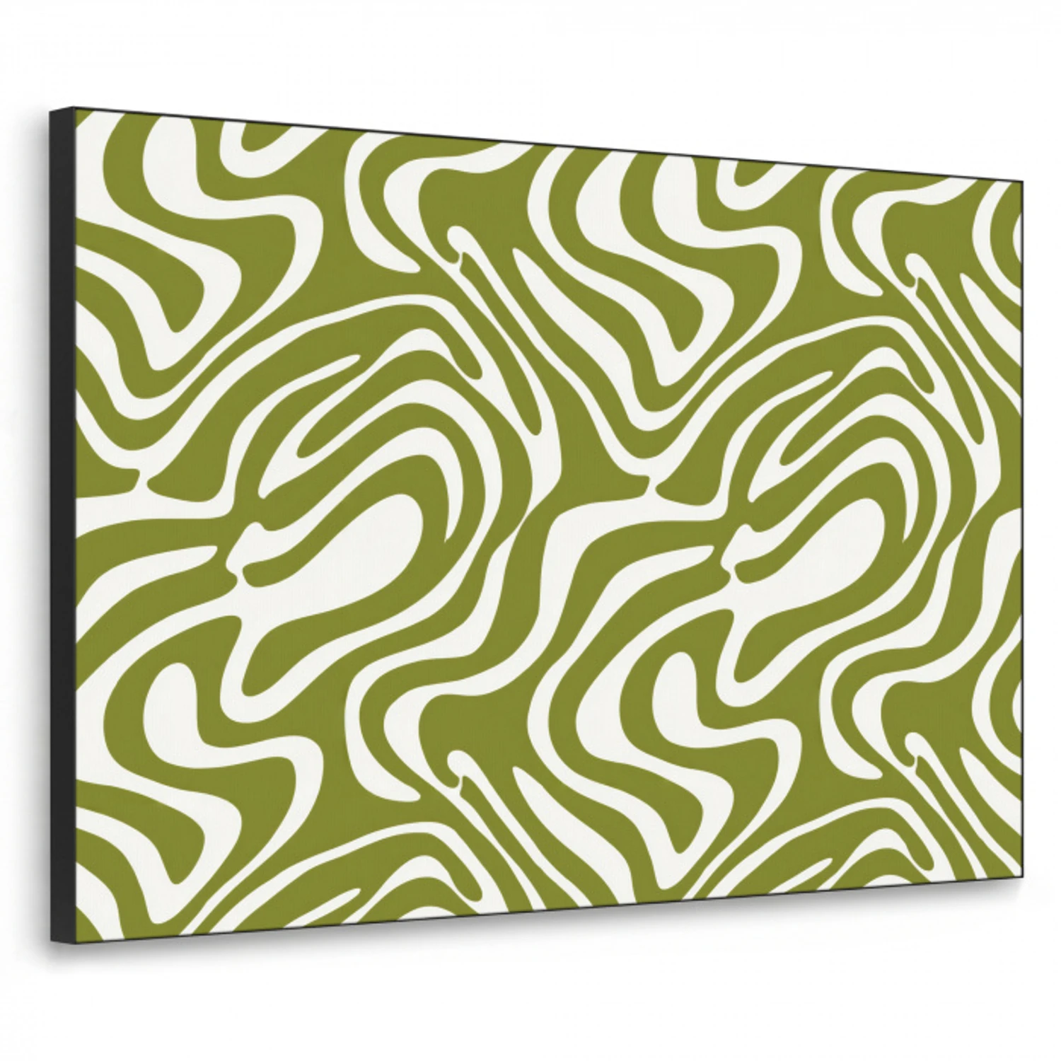 Lijnpatroon - Groen - Organisch Textielframe zwart klein 947 -3d
