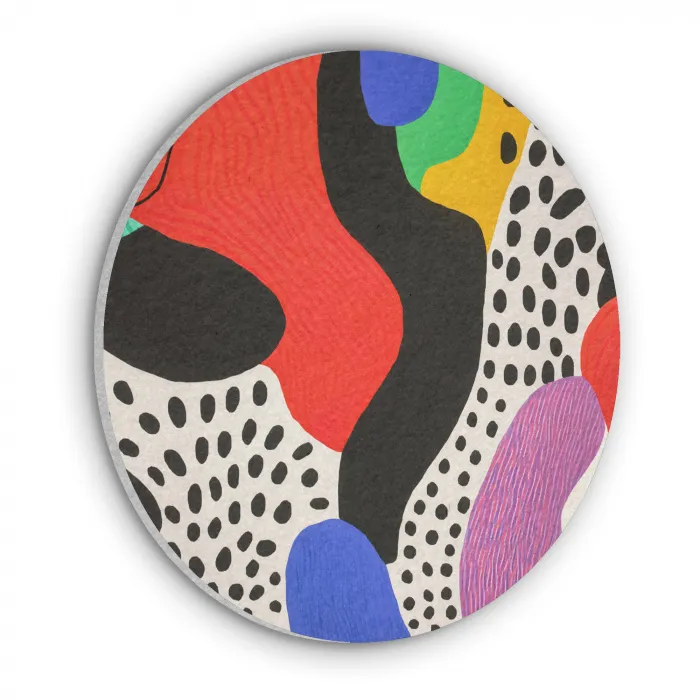 Abstract - Vormen - Kleuren - Stippen Akoestische PET Vilt - Rond klein -3d
