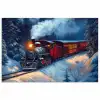 Trein - Kerst - Sneeuw - Kersttrein poster papier klein -3d