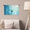 Schildpad - Zee - Blauw - Schittering Wandkleed katoen klein -sfeer4