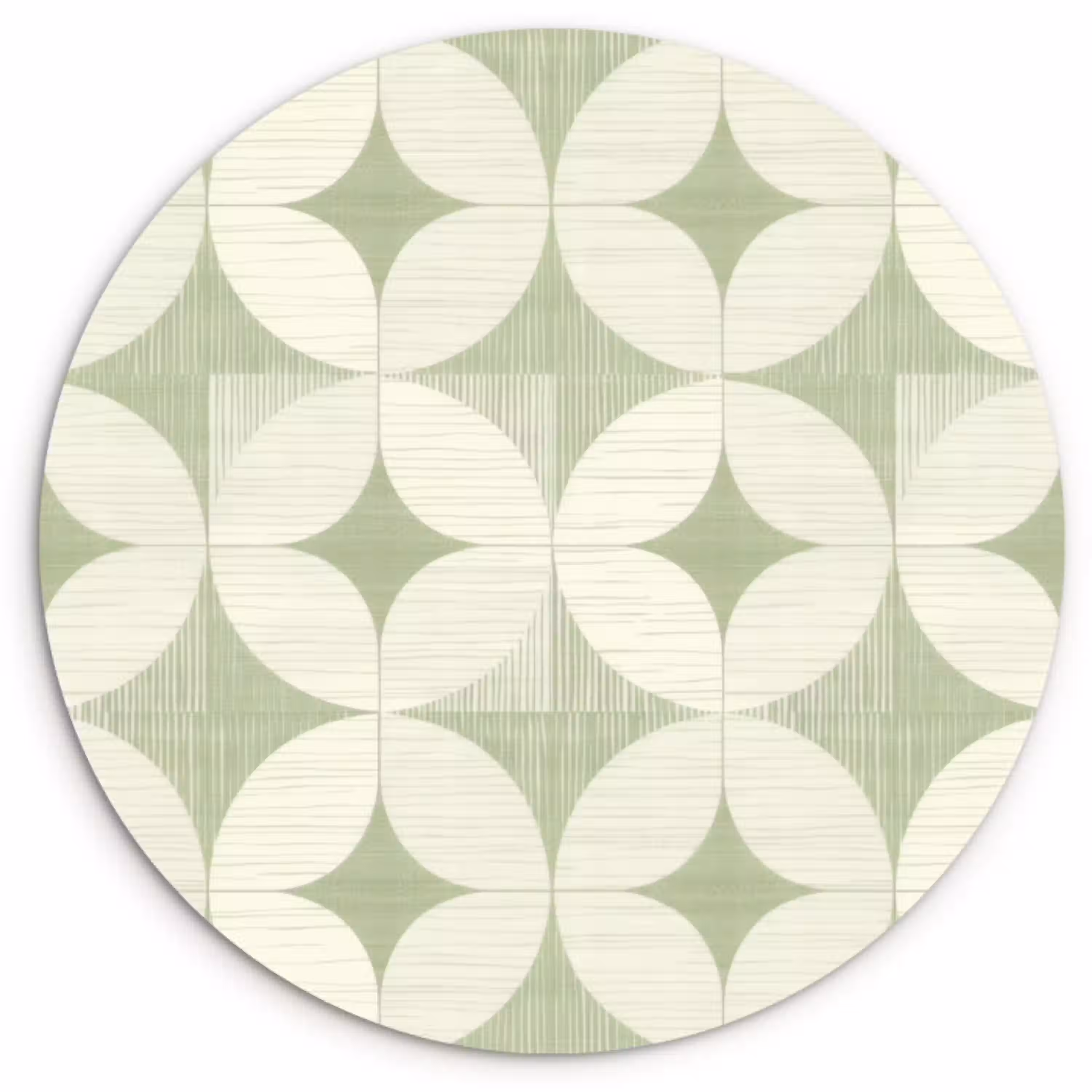 Saliegroen - Geometrisch - Retro - Mid-Century - Patroon Wandcirkel kunststof plaat 5mm dik klein 188 -3d