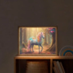 Eenhoorn - Bos - Kleurrijk - Bloemen - Meiden Light Box met batterij (Wandlamp kind) middel -sfeer1_kind