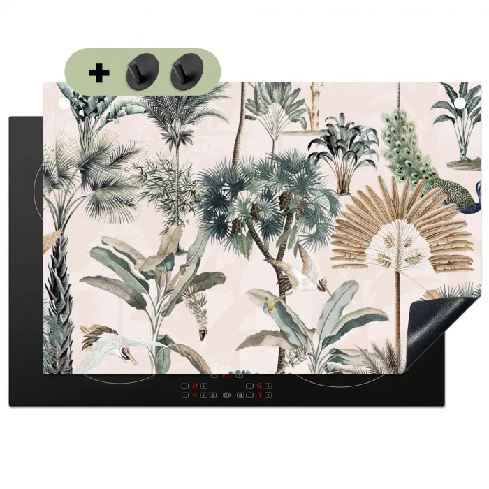 Bladeren - Monstera - Jungle - Tropical Inductie beschemer met haakjes klein -3d