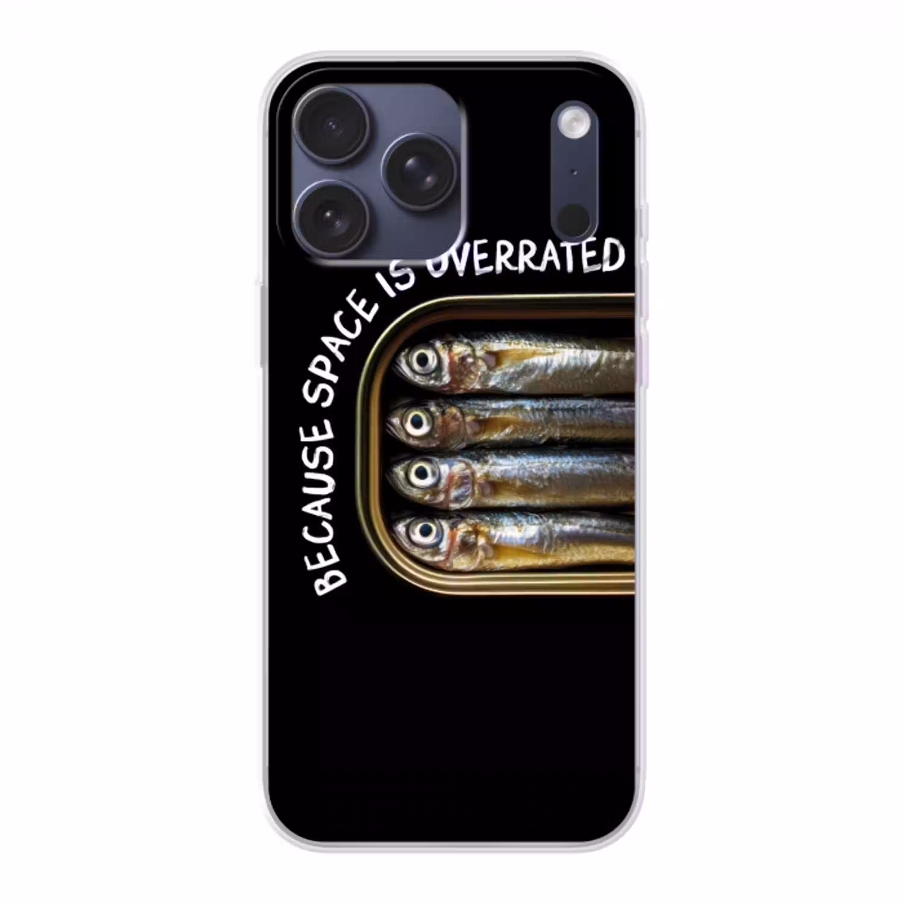 Sardines - Tekst - Vis - Blik Telefoonhoesje iPhone 17 Pro Max klein -3d