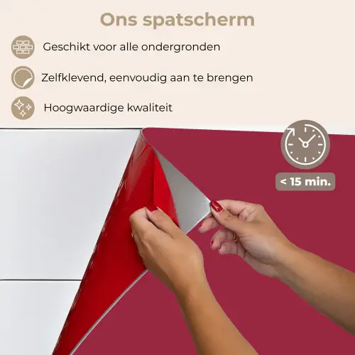 Rood - Effen kleur keuken achterwand spatscherm klein 900 -spatscherm_NL