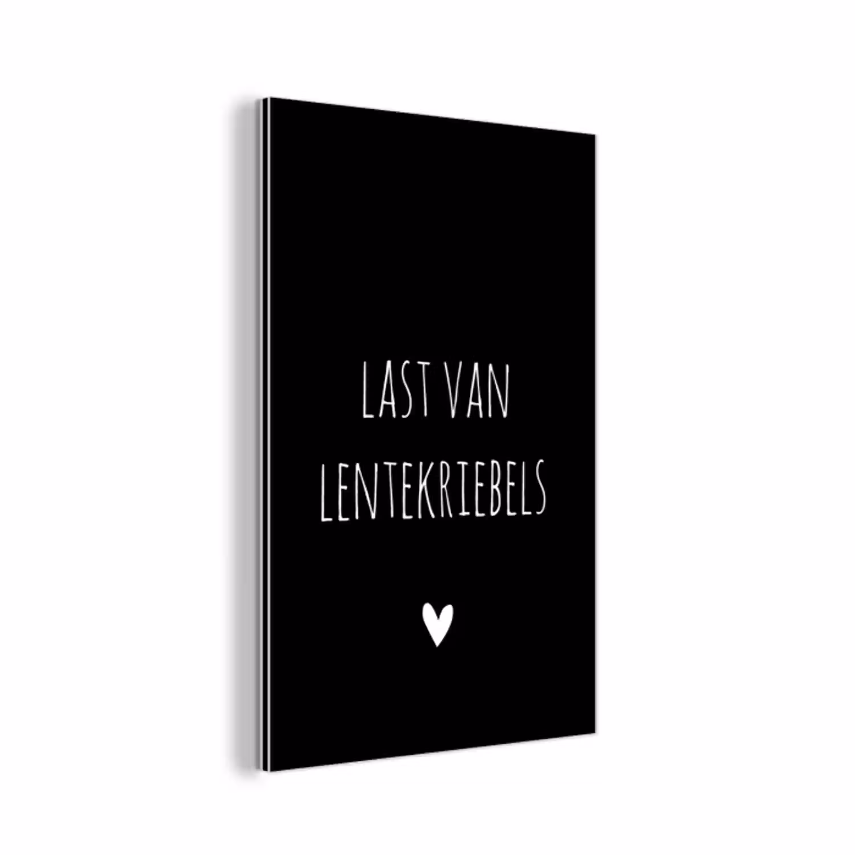 Last van lentekriebels - Quotes - Spreuken aluminium wit klein -3d