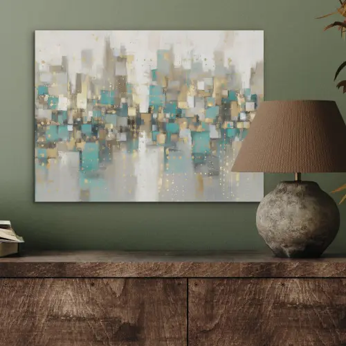Abstract - Blokken - Goud - Skyline PET vilt klein -sfeer2