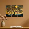 Boom - Geel - Abstract - Modern Canvas - Meerluiken 3 luik klein -sfeer5