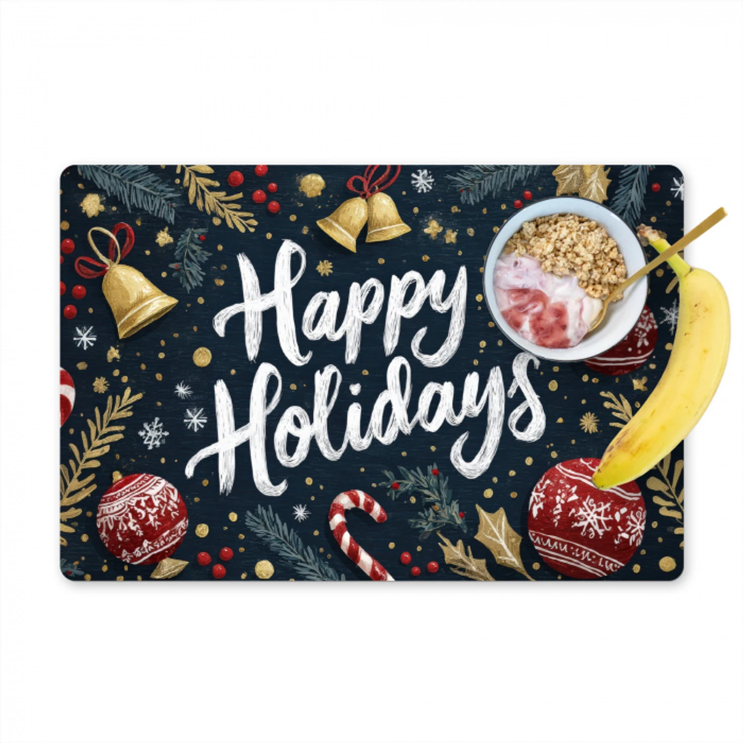 Feestelijk - Kerstgroet - Kleurrijk Placemat vinyl groot -zzzproduct_Kitchenyeah-website
