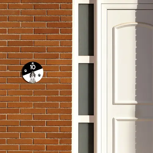 Zwart wit - Huisdier - Cocker spaniël Naambord Rond klein -sfeer3-rond-XS